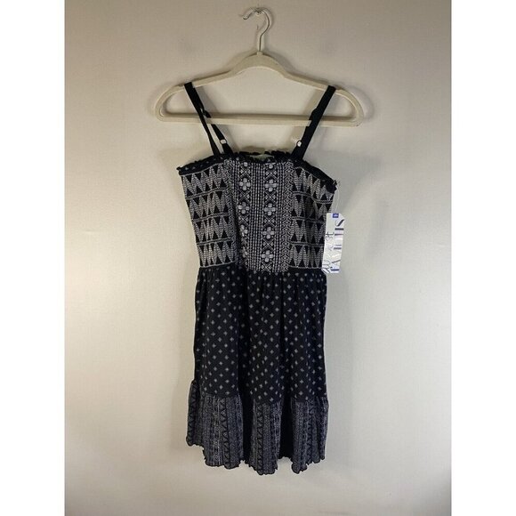 Almost Famous Women’s Black White Boho Sleeveless Dress Size Large NWT - Picture 1 of 8